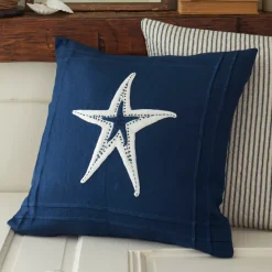 Seaside<Taylor Linens Starfish – White on Indigo