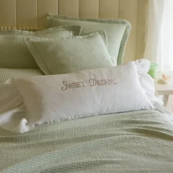 Sentimental Embroideries<Taylor Linens Sweet Dreams Natural on White Linen Bolster
