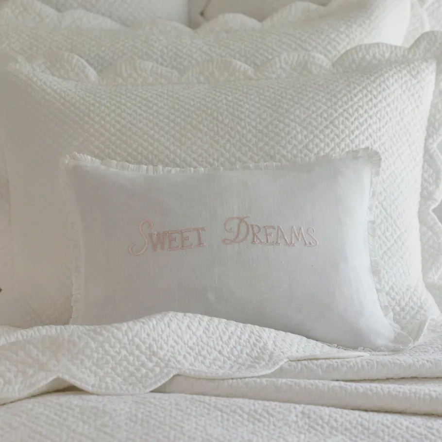 Sentimental Embroideries<Taylor Linens Sweet Dreams Pink Linen Boudoir Pillow