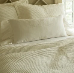 Sentimental Embroideries<Taylor Linens Sweet Dreams White Linen Bolster Pillow