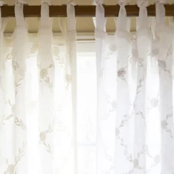 Curtains<Taylor Linens Trellis Cream Linen Voile Curtain Panel