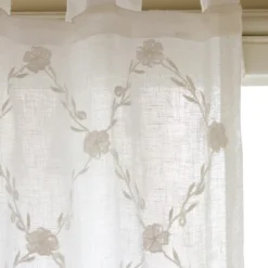 Curtains<Taylor Linens Trellis Cream Linen Voile Curtain Panel