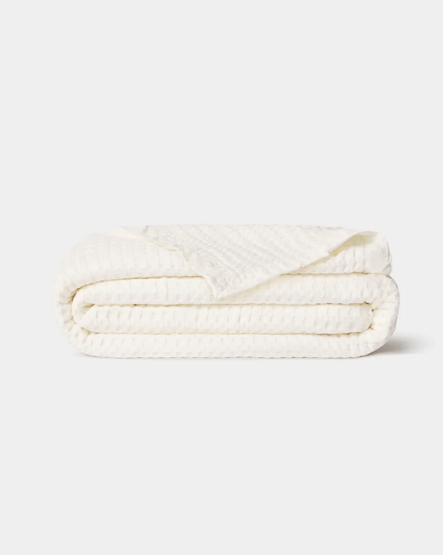 Throws<Taylor Linens Waffle Blanket Cream