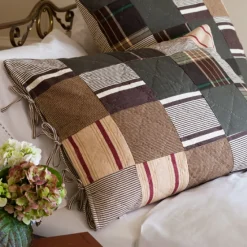 Shams<Taylor Linens Watson Brown Patchwork Sham