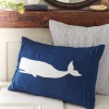 Seaside | Camps & Cottages<Taylor Linens White Whale on Indigo Linen Pillow