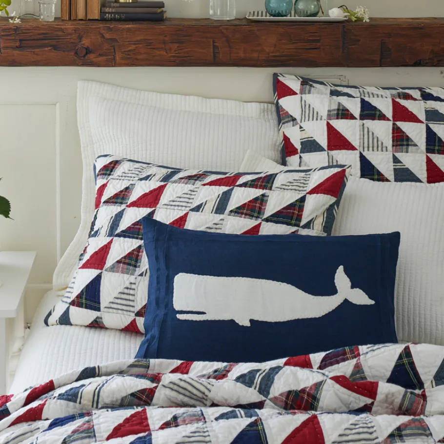 Seaside | Camps & Cottages<Taylor Linens White Whale on Indigo Linen Pillow