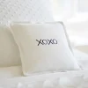 Sentimental Embroideries<Taylor Linens XOXO Indigo on White Linen Pillow