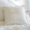 Sentimental Embroideries<Taylor Linens XOXO Pink on White Linen Pillow